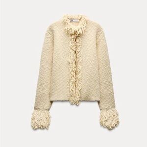 Zara Cream Fringe Cardigan